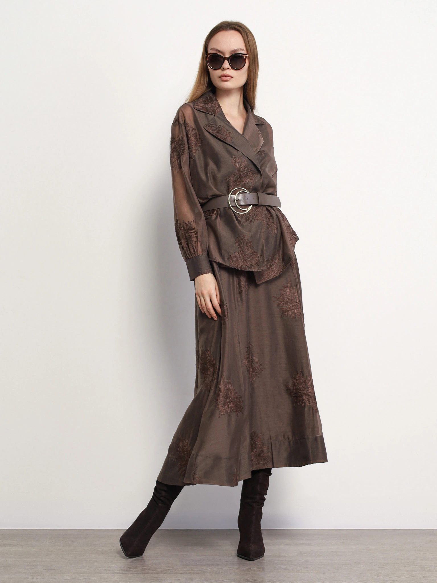 Юбка коричневого цвета с эластичным поясом